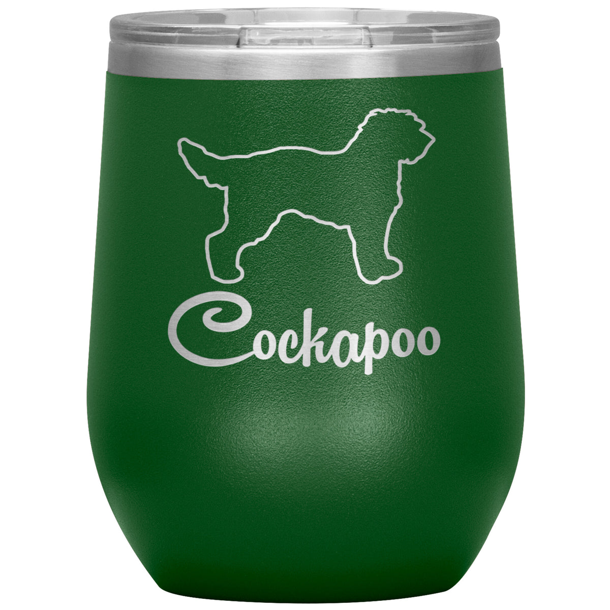Cockapoo Dog Outlined Silhouette 12oz Wine Insulated Tumbler