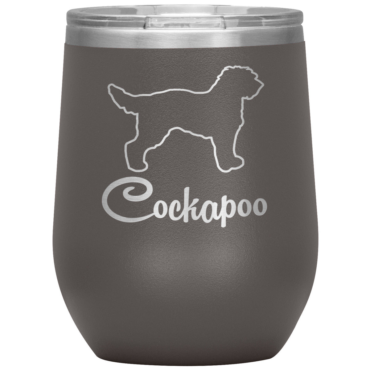 Cockapoo Dog Outlined Silhouette 12oz Wine Insulated Tumbler