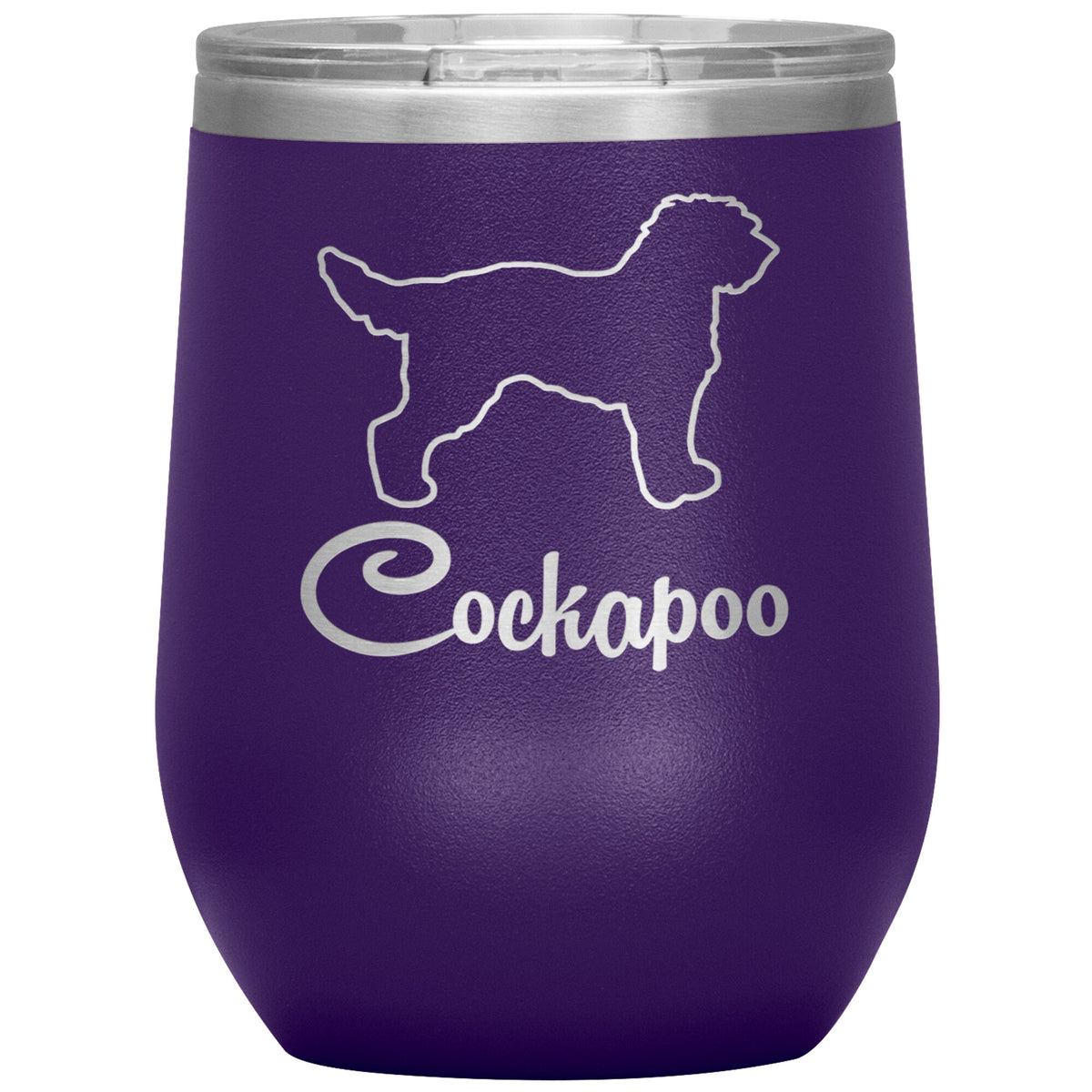 Cockapoo Dog Outlined Silhouette 12oz Wine Insulated Tumbler