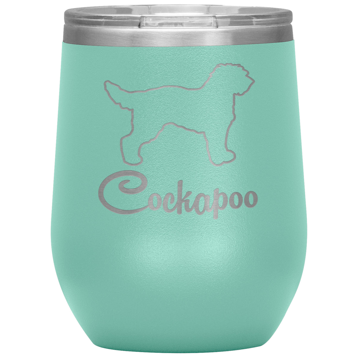 Cockapoo Dog Outlined Silhouette 12oz Wine Insulated Tumbler