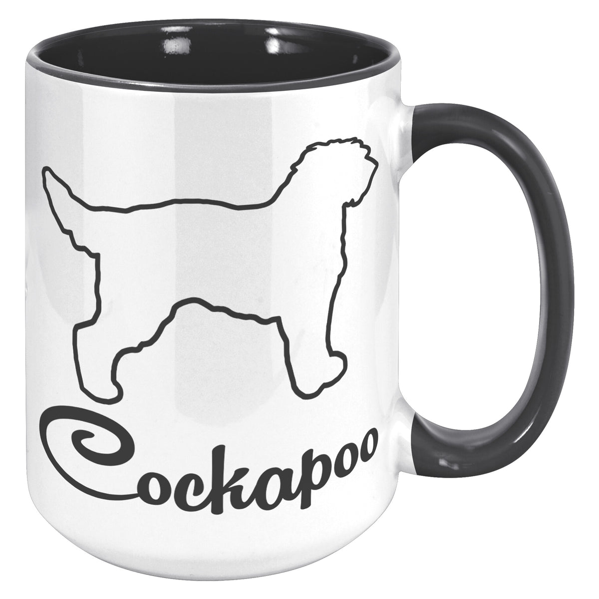 Cockapoo Dog Outlined Silhouette 15oz Accent Mug
