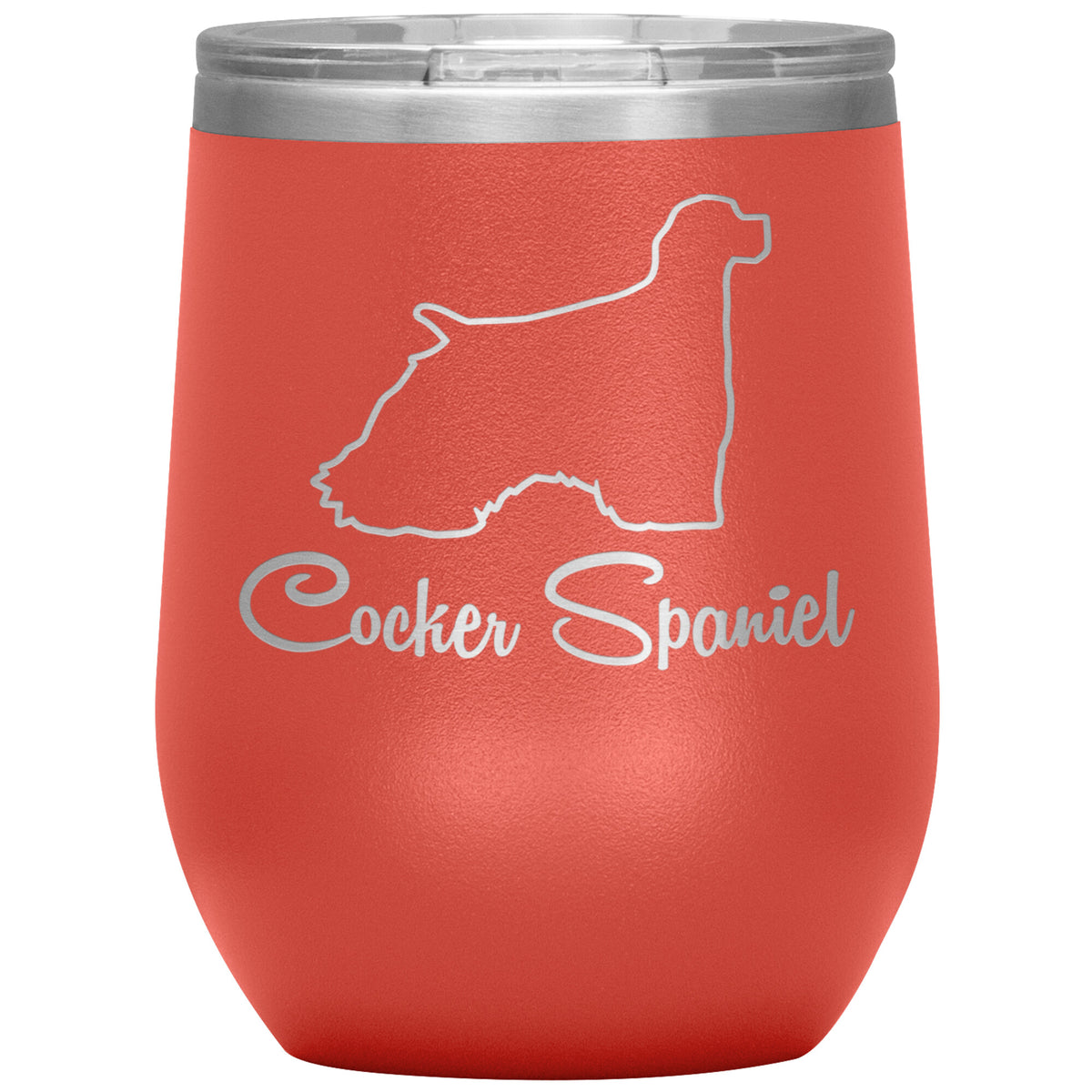 Cocker Spaniel Dog Outlined Silhouette 12oz Wine Insulated Tumbler