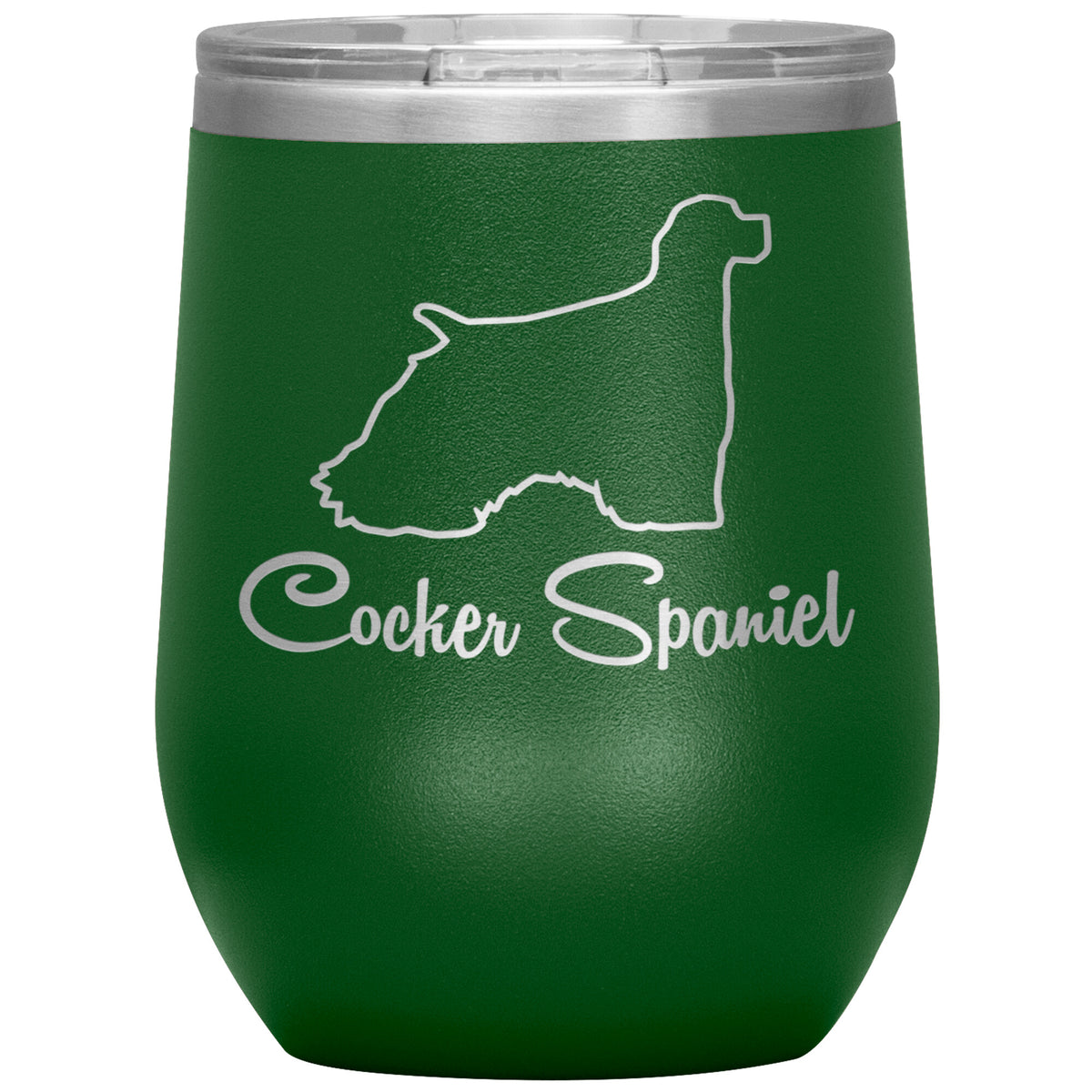 Cocker Spaniel Dog Outlined Silhouette 12oz Wine Insulated Tumbler
