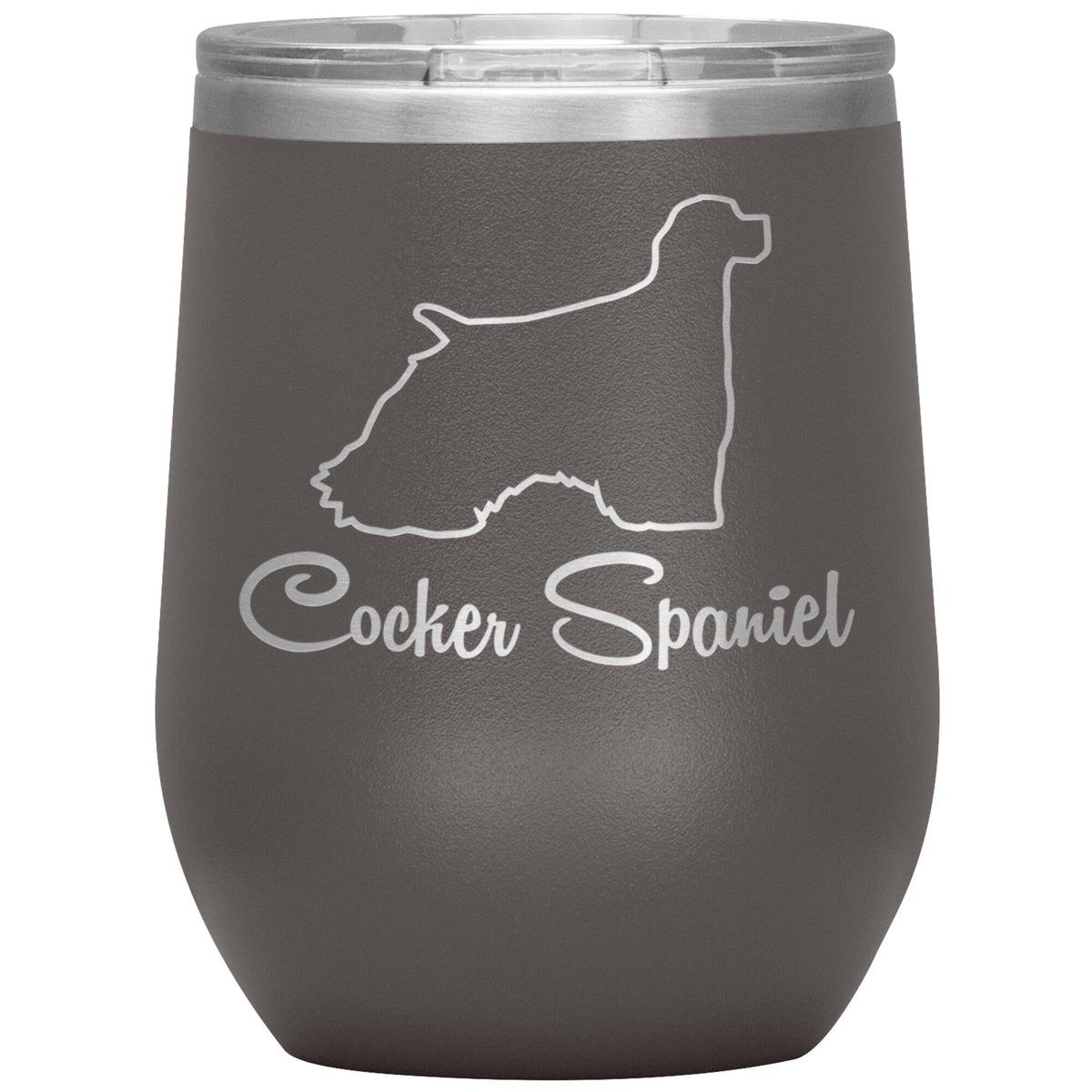 Cocker Spaniel Dog Outlined Silhouette 12oz Wine Insulated Tumbler