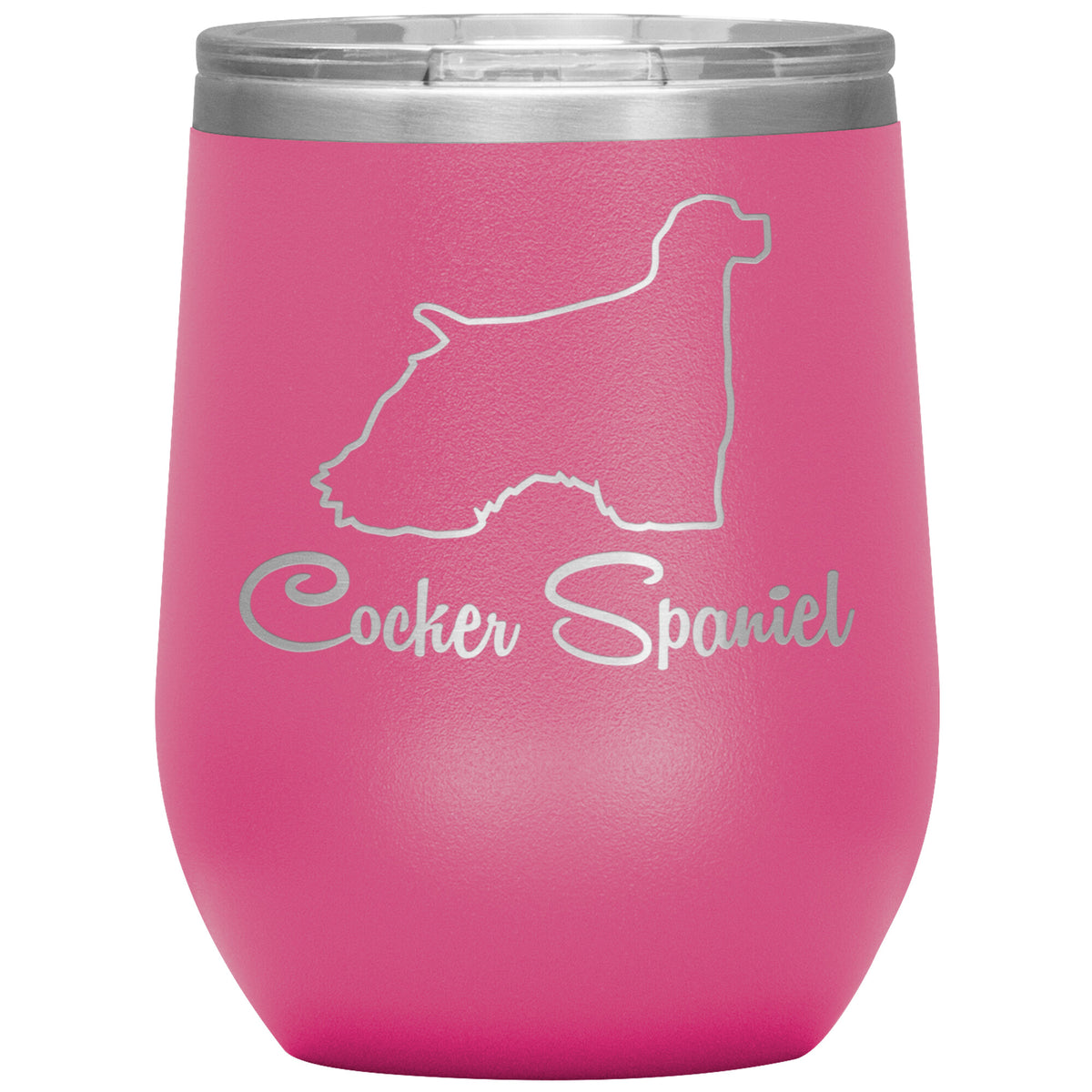 Cocker Spaniel Dog Outlined Silhouette 12oz Wine Insulated Tumbler