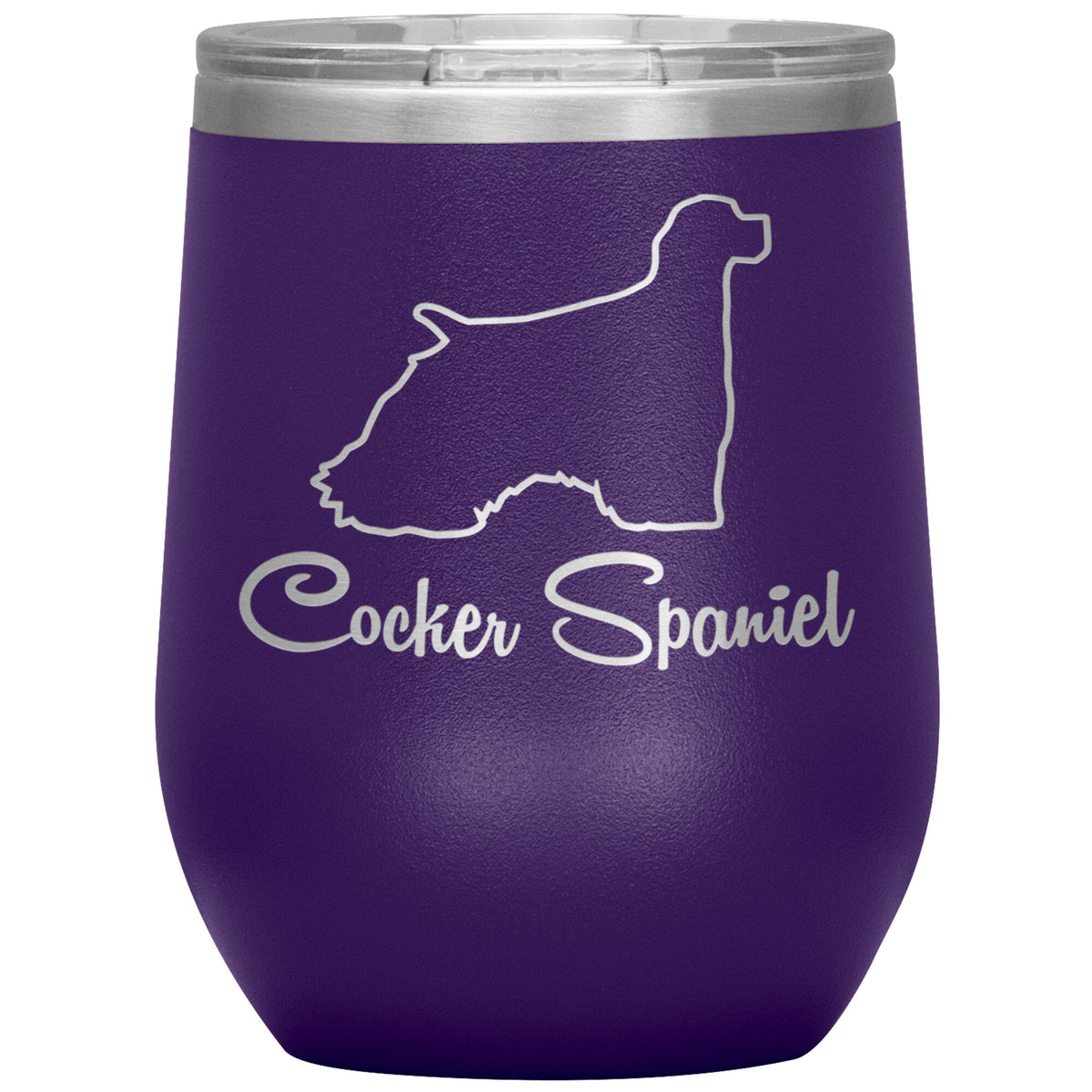 Cocker Spaniel Dog Outlined Silhouette 12oz Wine Insulated Tumbler