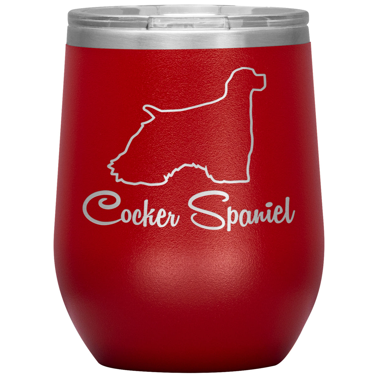 Cocker Spaniel Dog Outlined Silhouette 12oz Wine Insulated Tumbler
