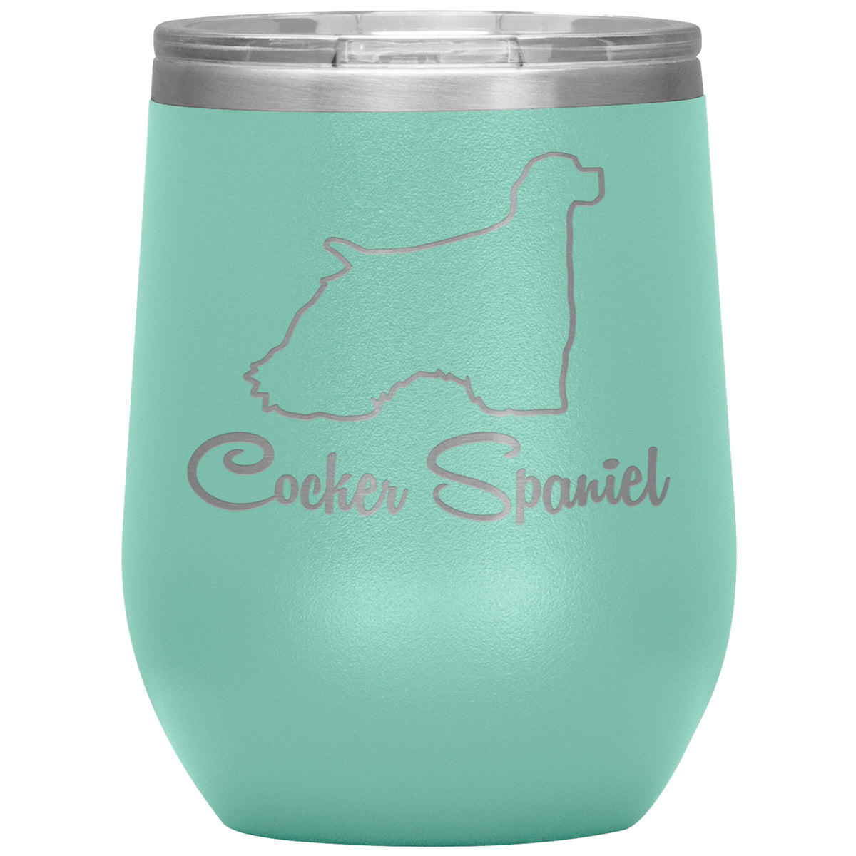 Cocker Spaniel Dog Outlined Silhouette 12oz Wine Insulated Tumbler
