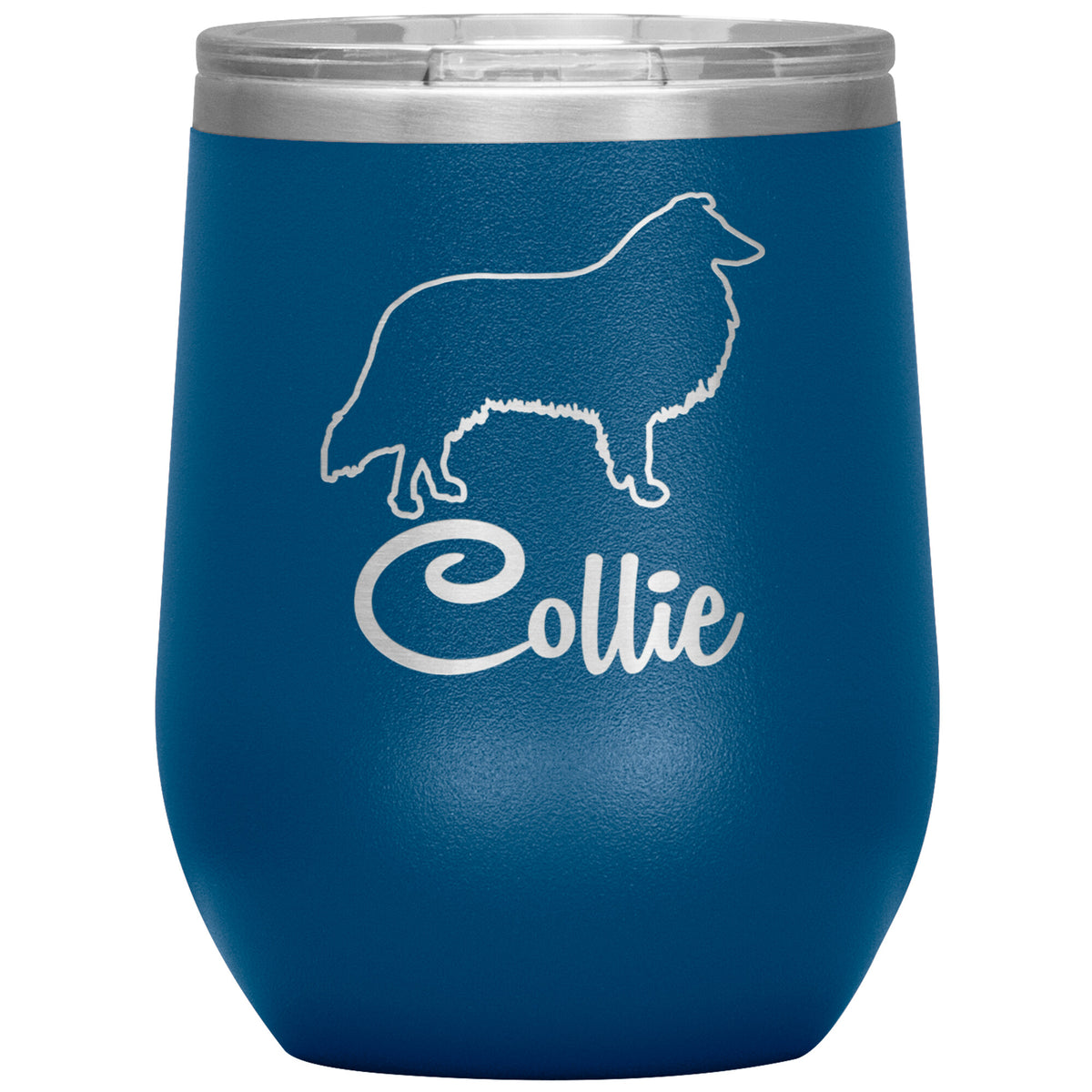 Collie Dog Outlined Silhouette 12oz Wine Insulated Tumbler