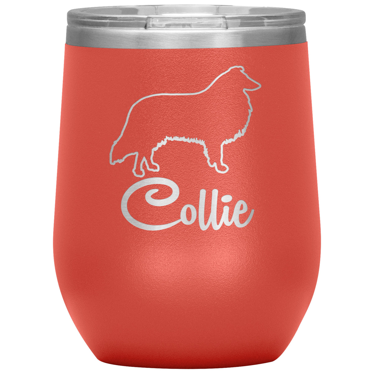 Collie Dog Outlined Silhouette 12oz Wine Insulated Tumbler