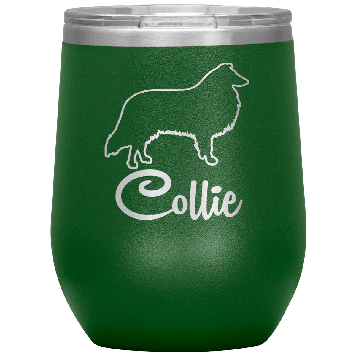 Collie Dog Outlined Silhouette 12oz Wine Insulated Tumbler