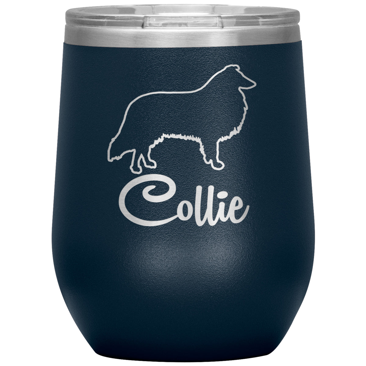 Collie Dog Outlined Silhouette 12oz Wine Insulated Tumbler