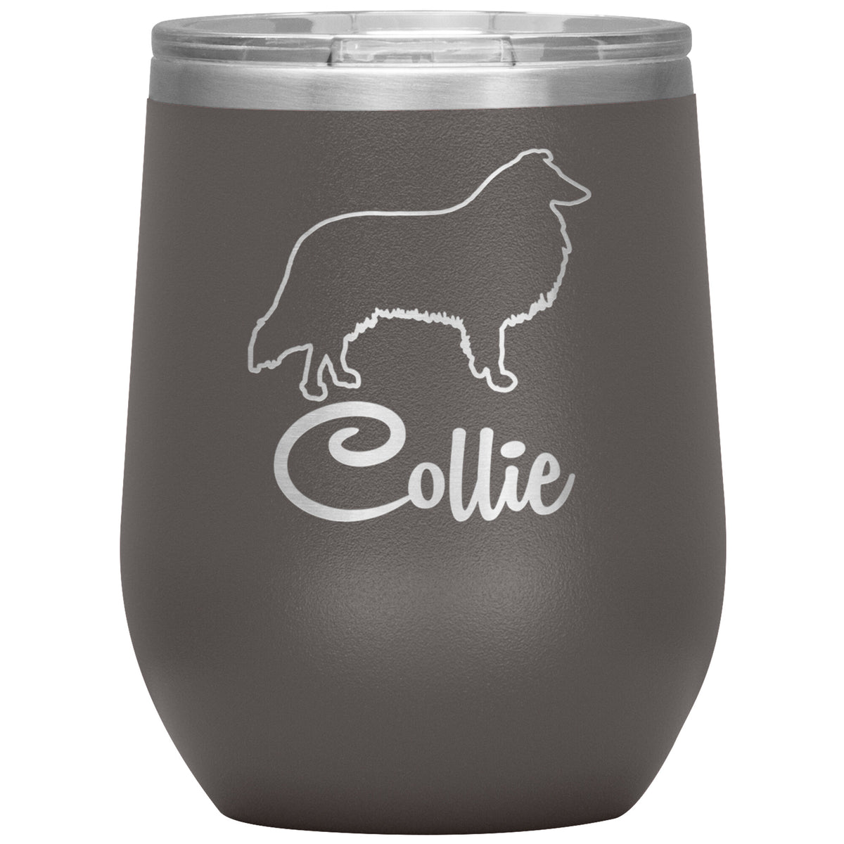 Collie Dog Outlined Silhouette 12oz Wine Insulated Tumbler