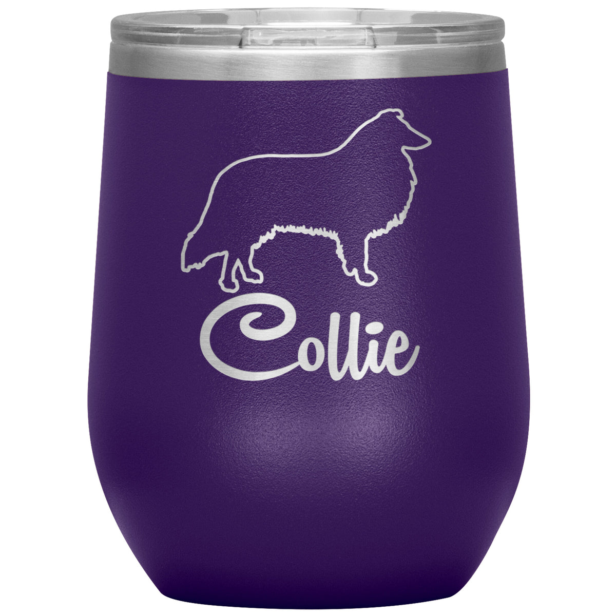 Collie Dog Outlined Silhouette 12oz Wine Insulated Tumbler
