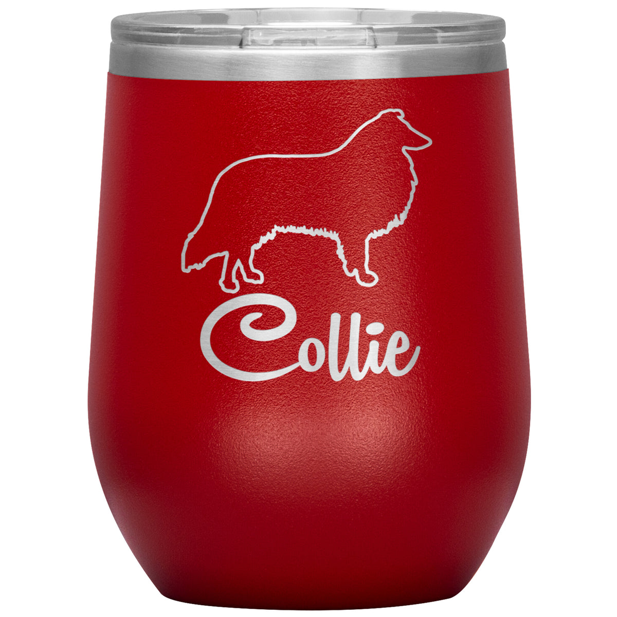 Collie Dog Outlined Silhouette 12oz Wine Insulated Tumbler