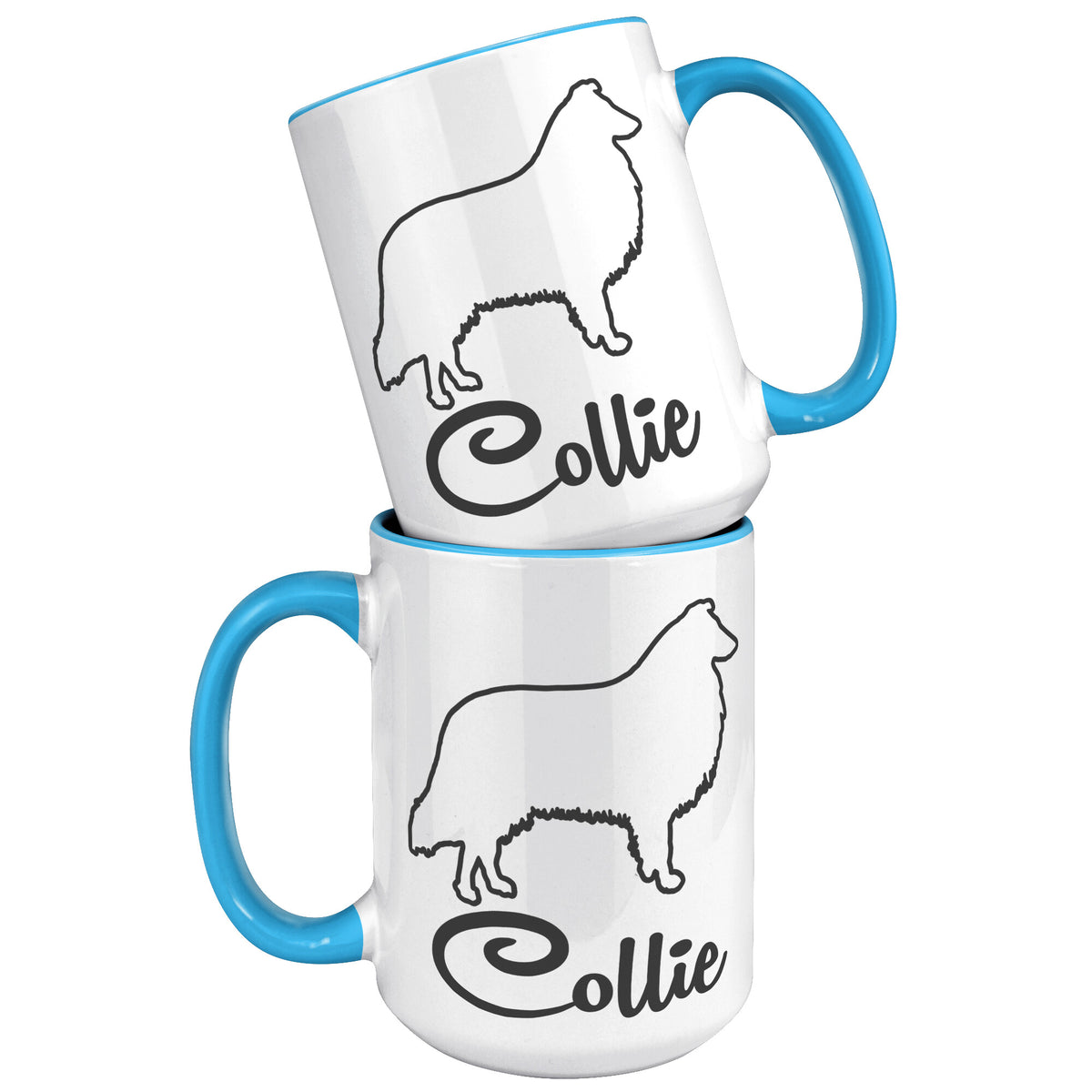 Collie Dog Outlined Silhouette 15oz Accent Mug