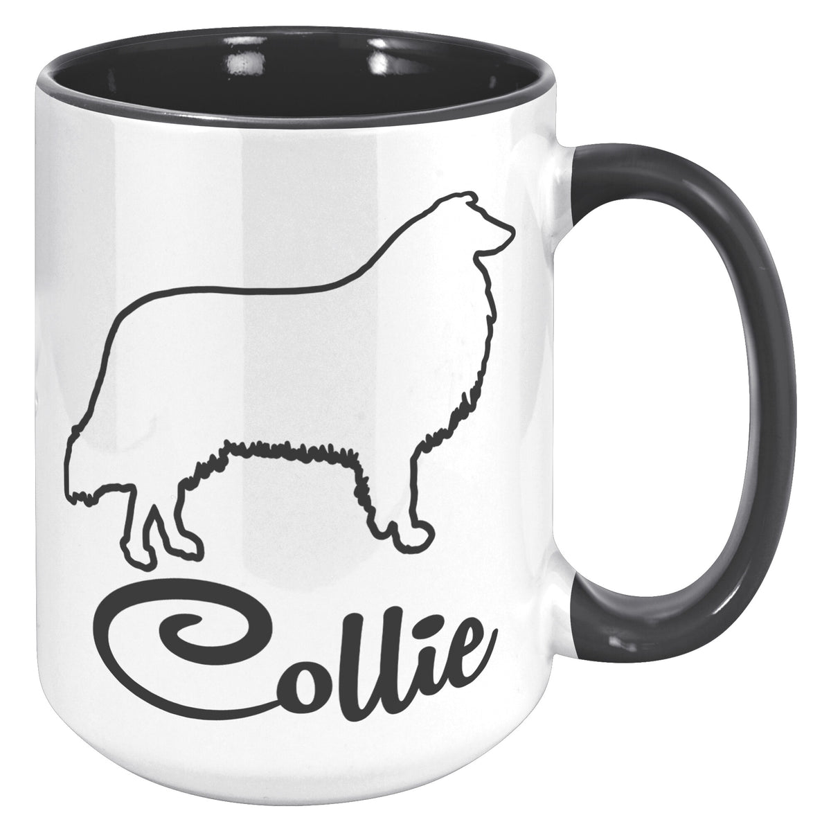 Collie Dog Outlined Silhouette 15oz Accent Mug