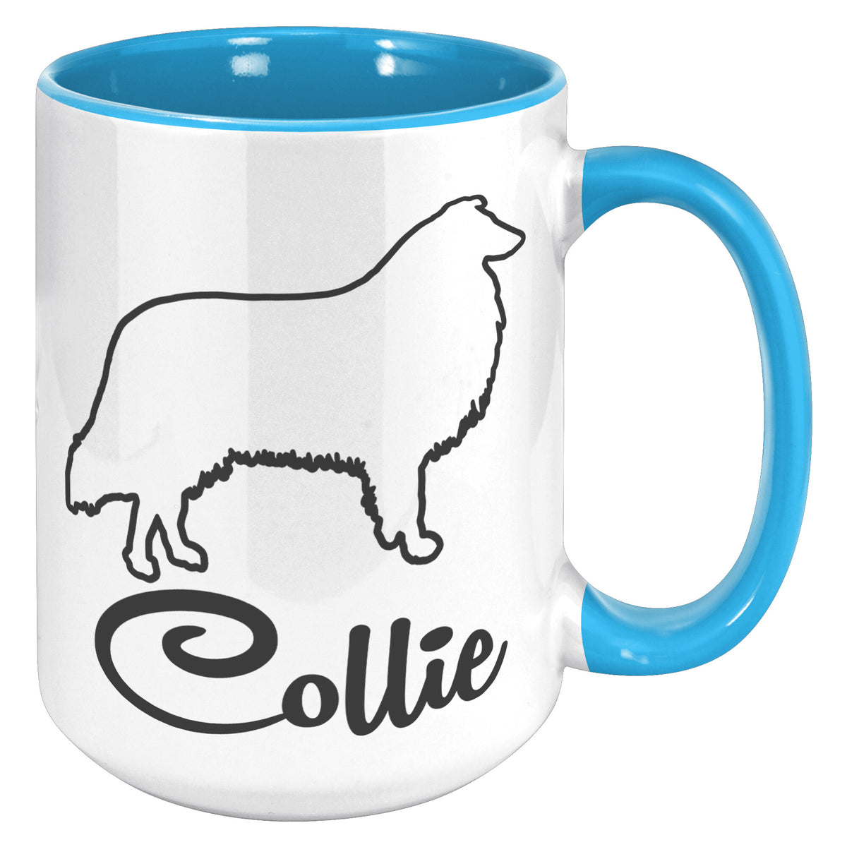 Collie Dog Outlined Silhouette 15oz Accent Mug
