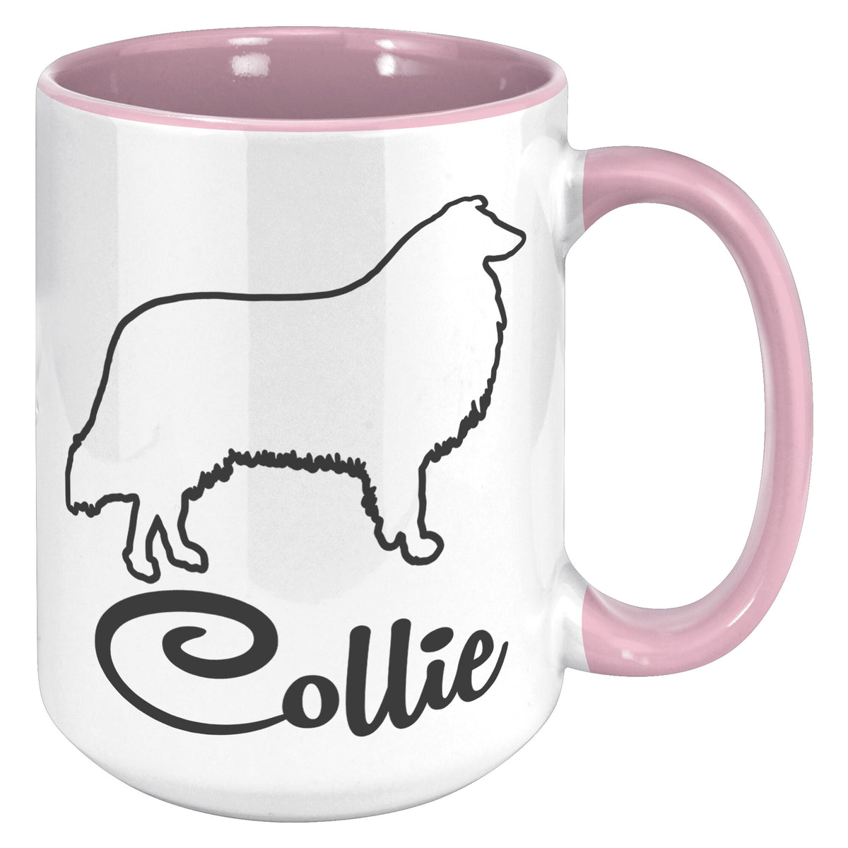 Collie Dog Outlined Silhouette 15oz Accent Mug