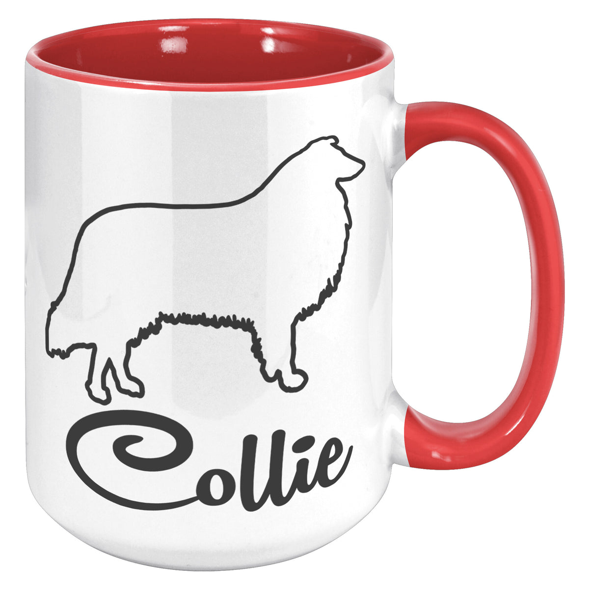 Collie Dog Outlined Silhouette 15oz Accent Mug