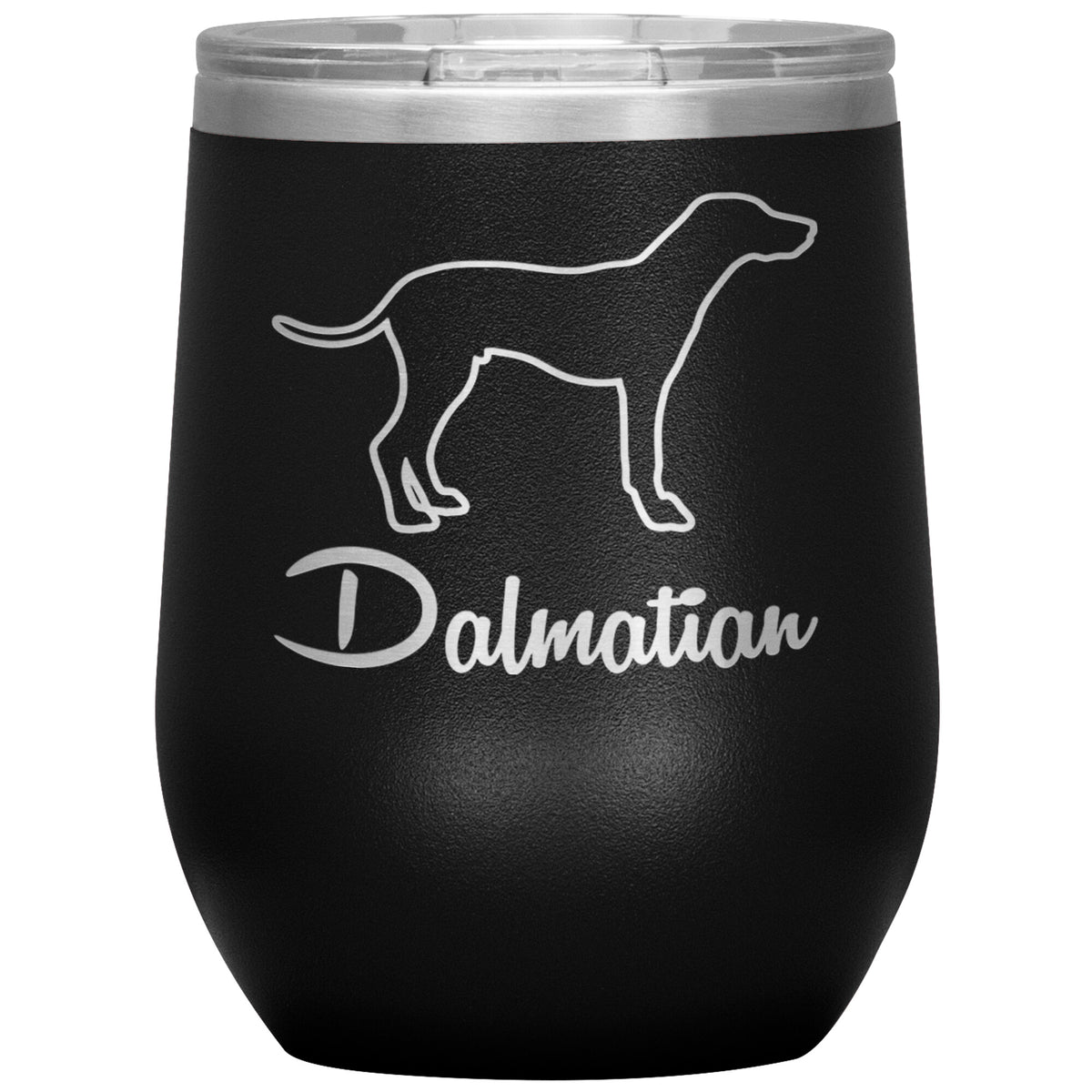 Dalmatian Dog Outlined Silhouette 12oz Wine Insulated Tumbler