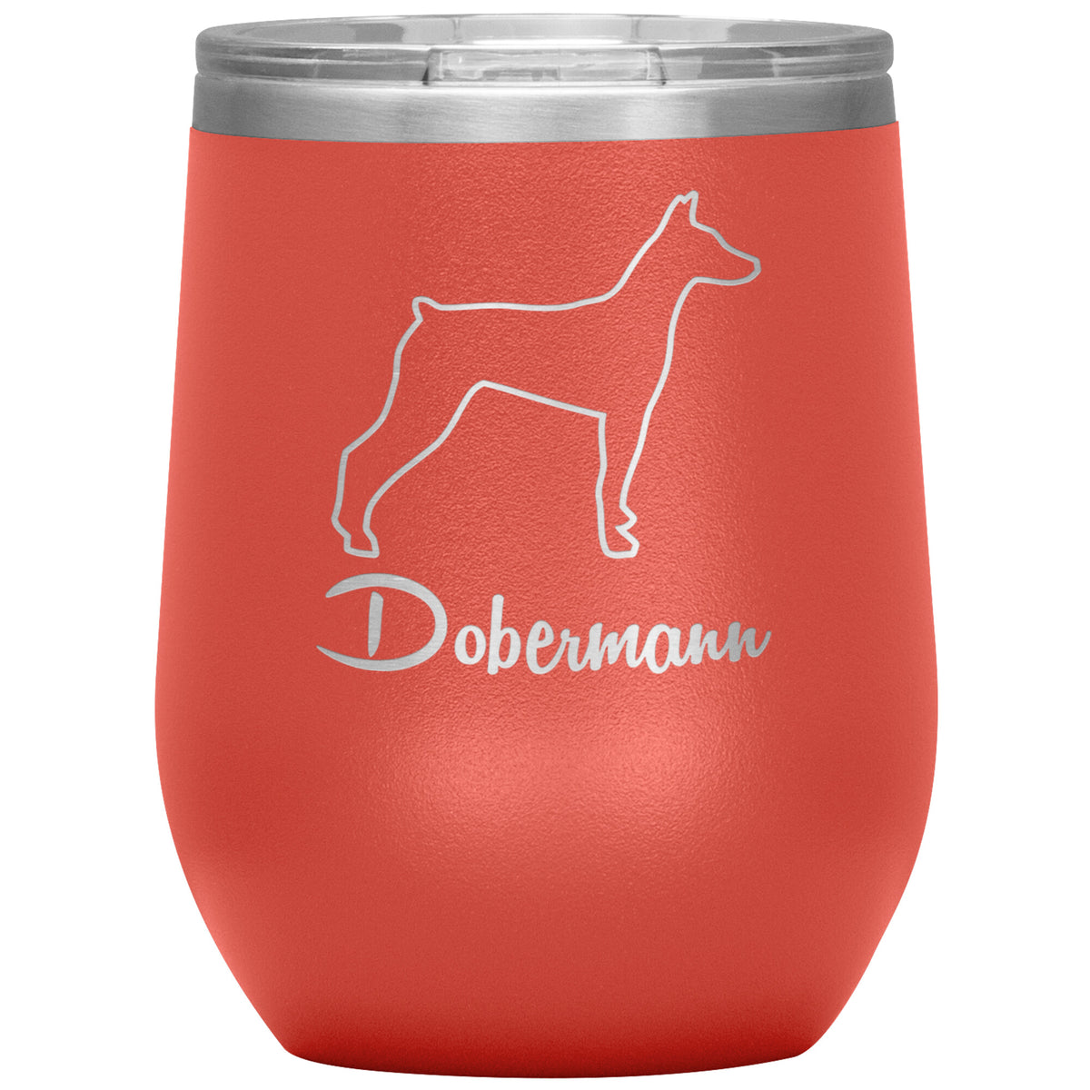 Dobermann Dog Outlined Silhouette 12oz Wine Insulated Tumbler