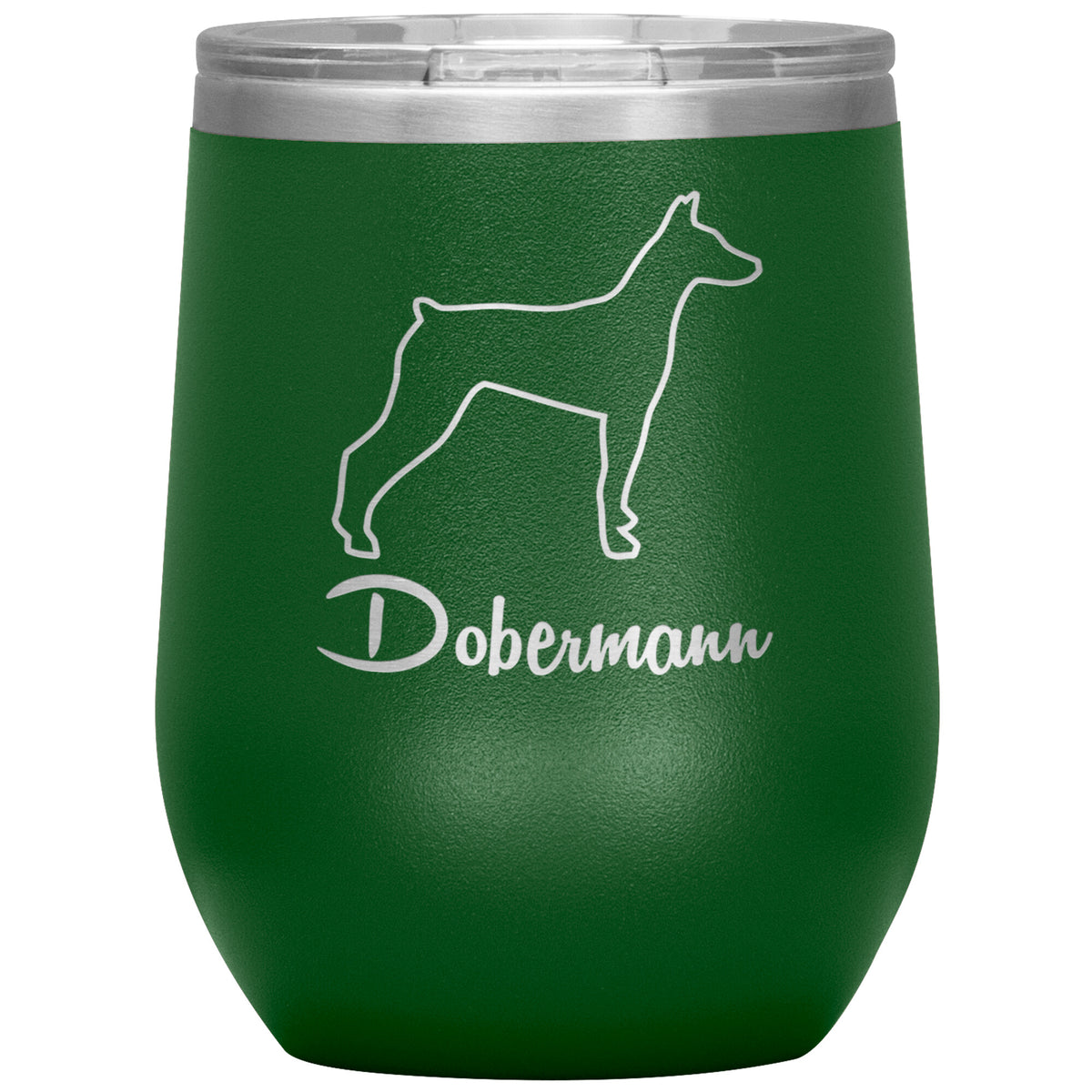 Dobermann Dog Outlined Silhouette 12oz Wine Insulated Tumbler