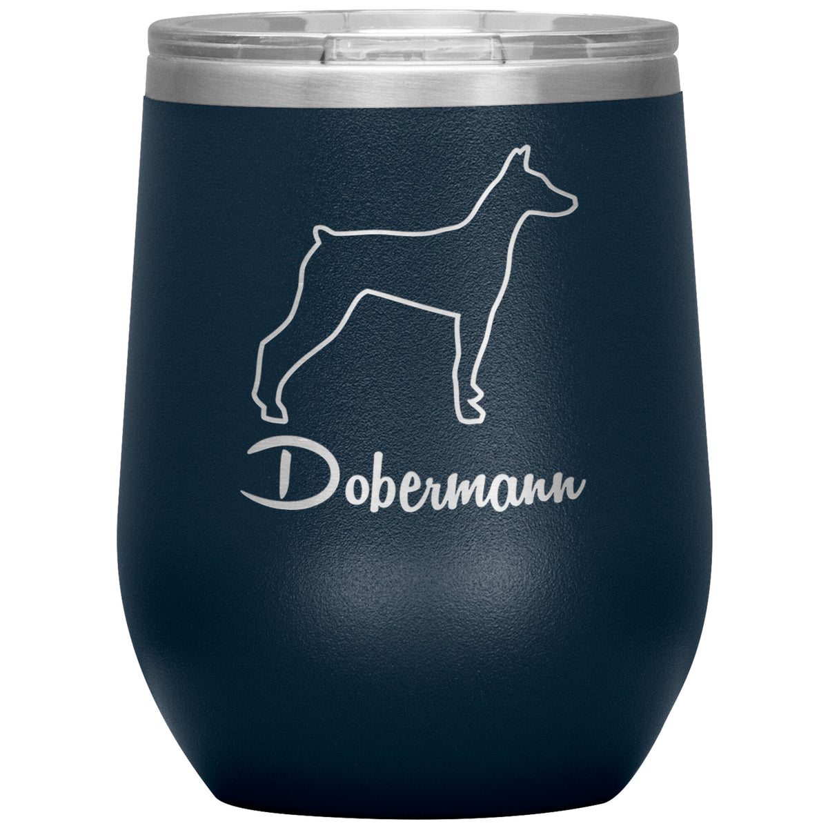 Dobermann Dog Outlined Silhouette 12oz Wine Insulated Tumbler
