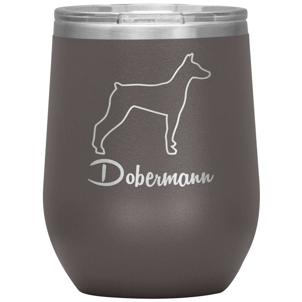 Dobermann Dog Outlined Silhouette 12oz Wine Insulated Tumbler
