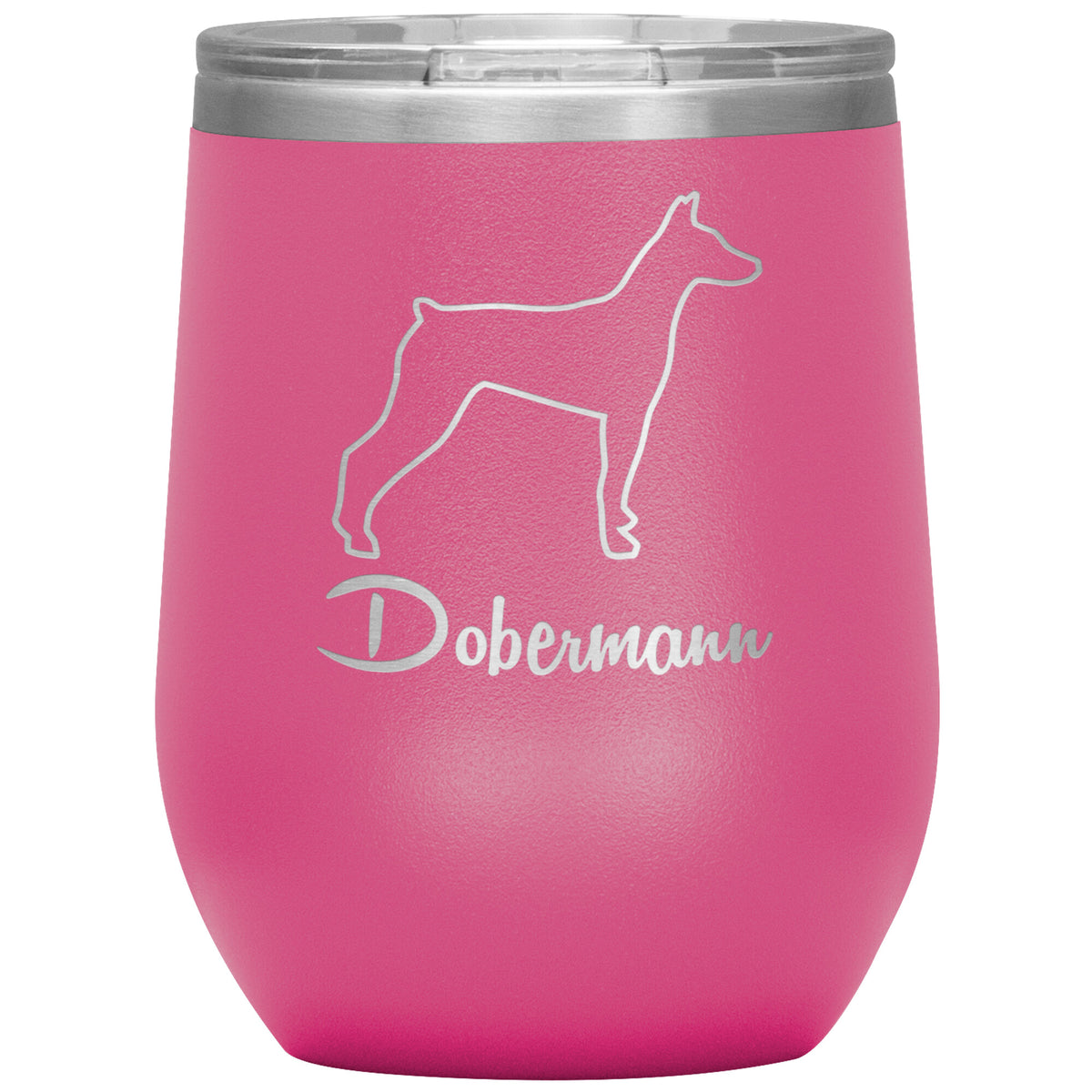 Dobermann Dog Outlined Silhouette 12oz Wine Insulated Tumbler