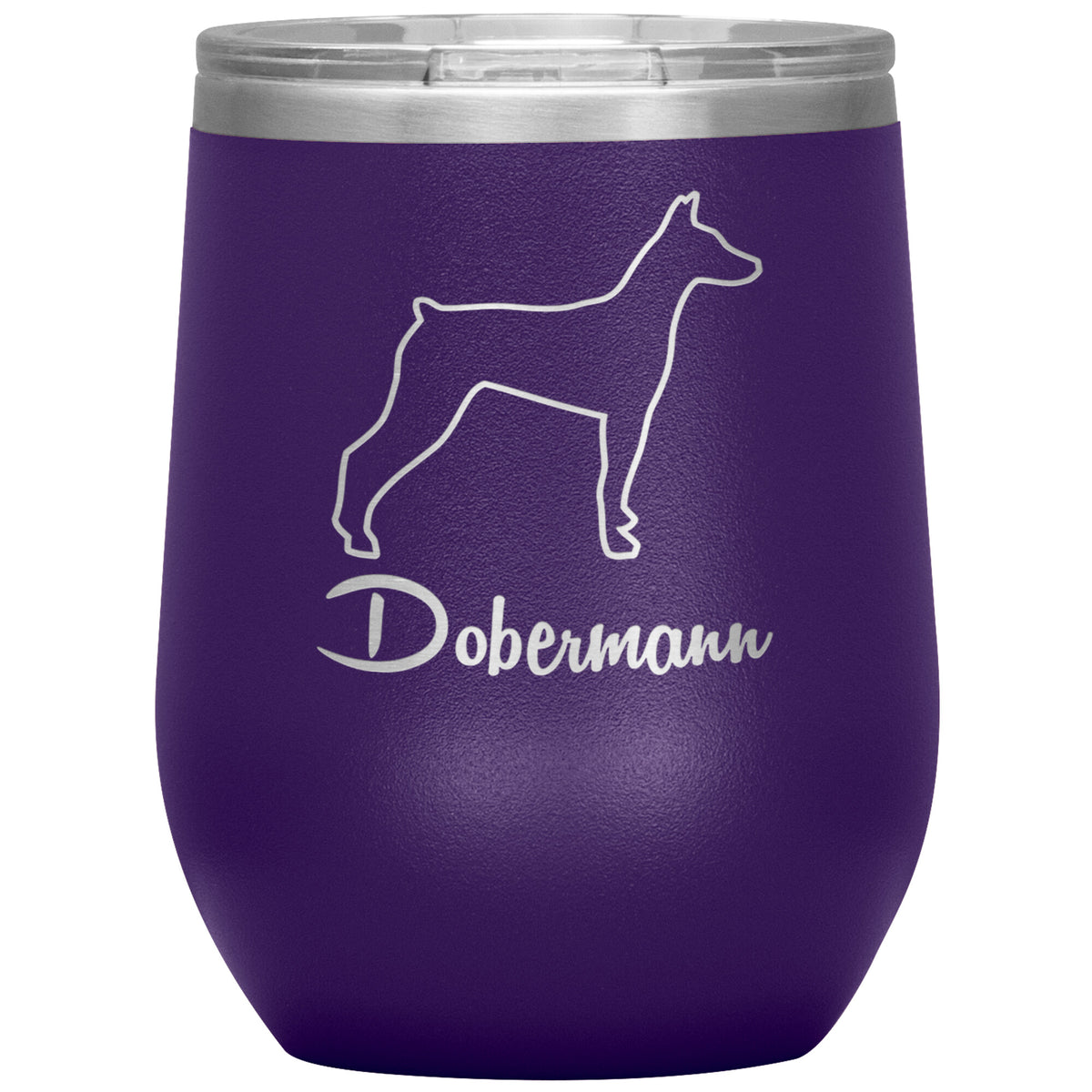 Dobermann Dog Outlined Silhouette 12oz Wine Insulated Tumbler