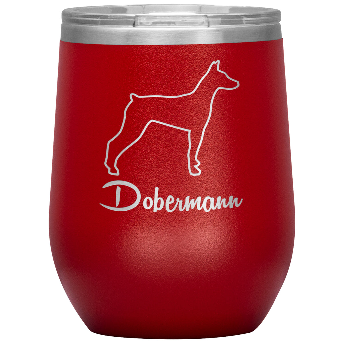 Dobermann Dog Outlined Silhouette 12oz Wine Insulated Tumbler