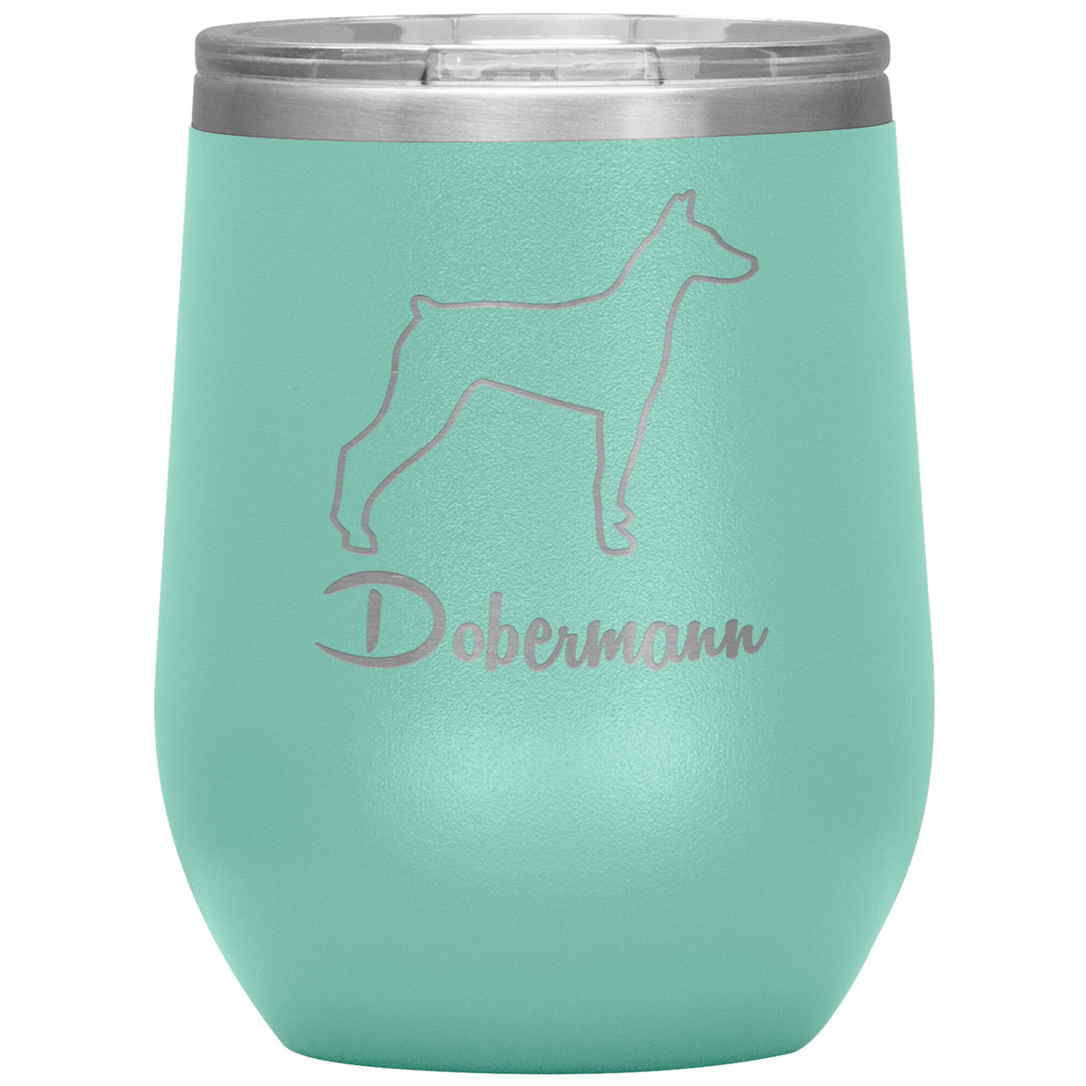 Dobermann Dog Outlined Silhouette 12oz Wine Insulated Tumbler