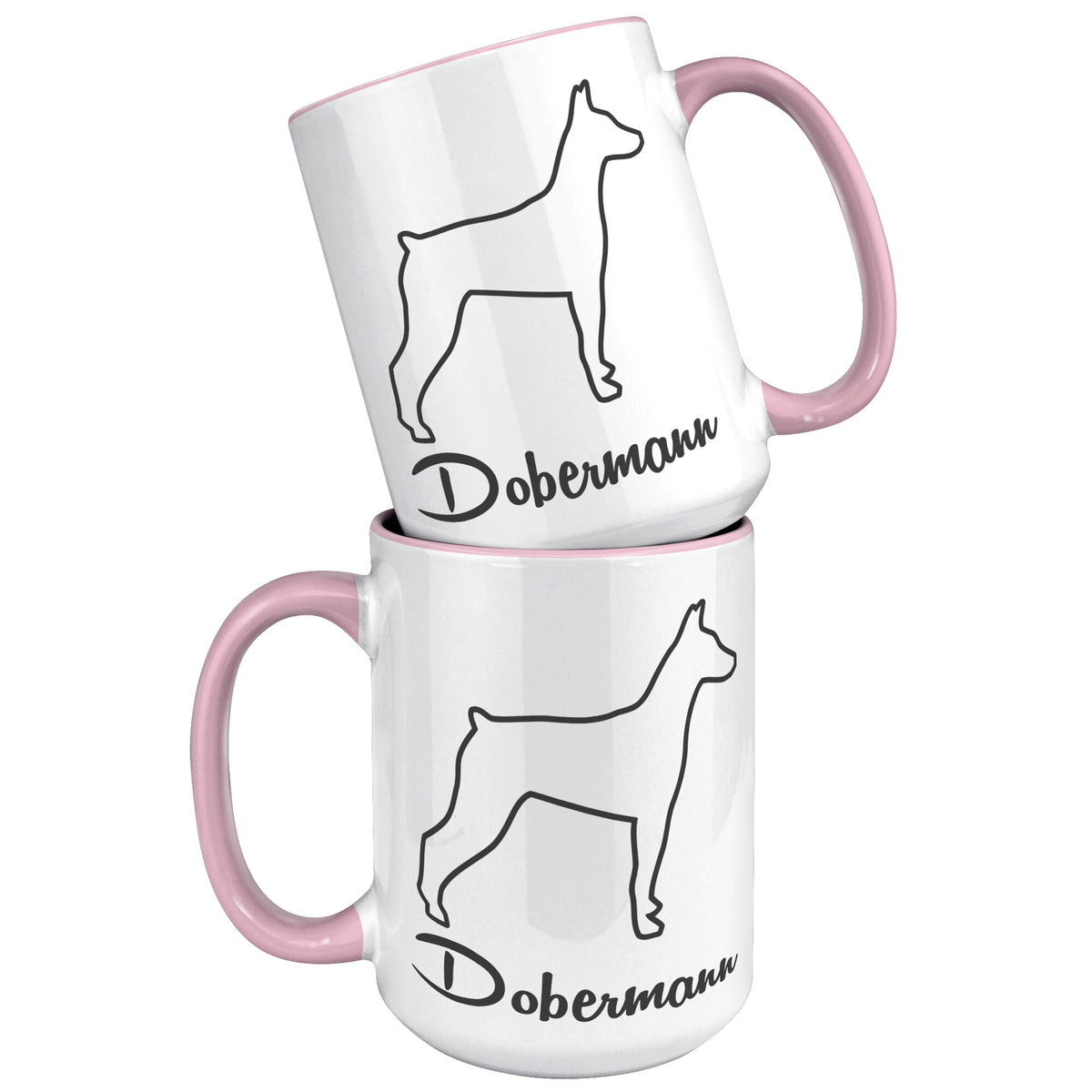 Dobermann Dog Outlined Silhouette 15oz Accent Mug