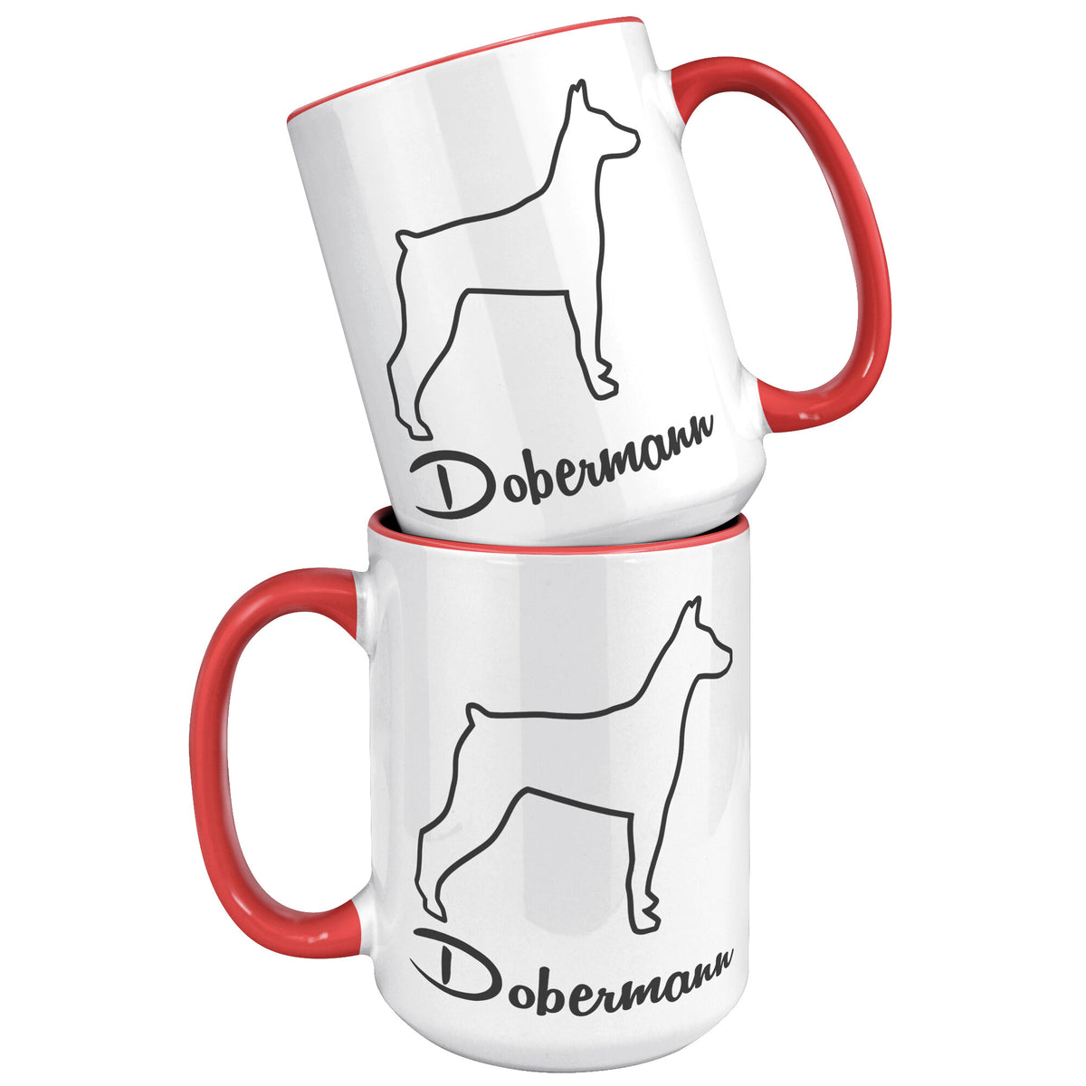 Dobermann Dog Outlined Silhouette 15oz Accent Mug
