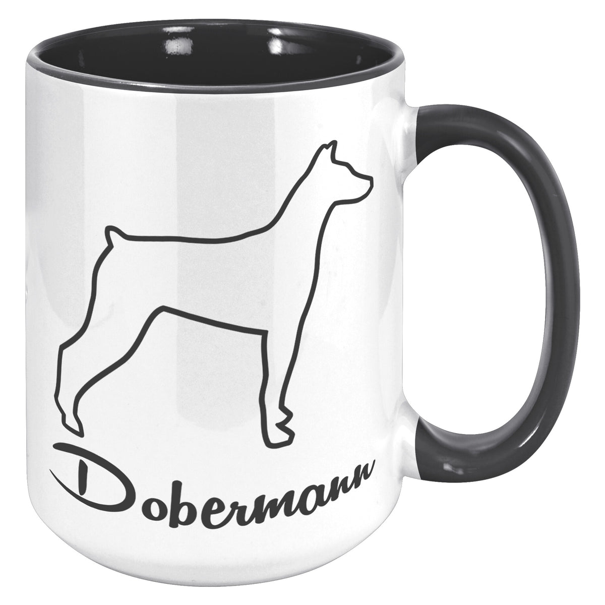 Dobermann Dog Outlined Silhouette 15oz Accent Mug