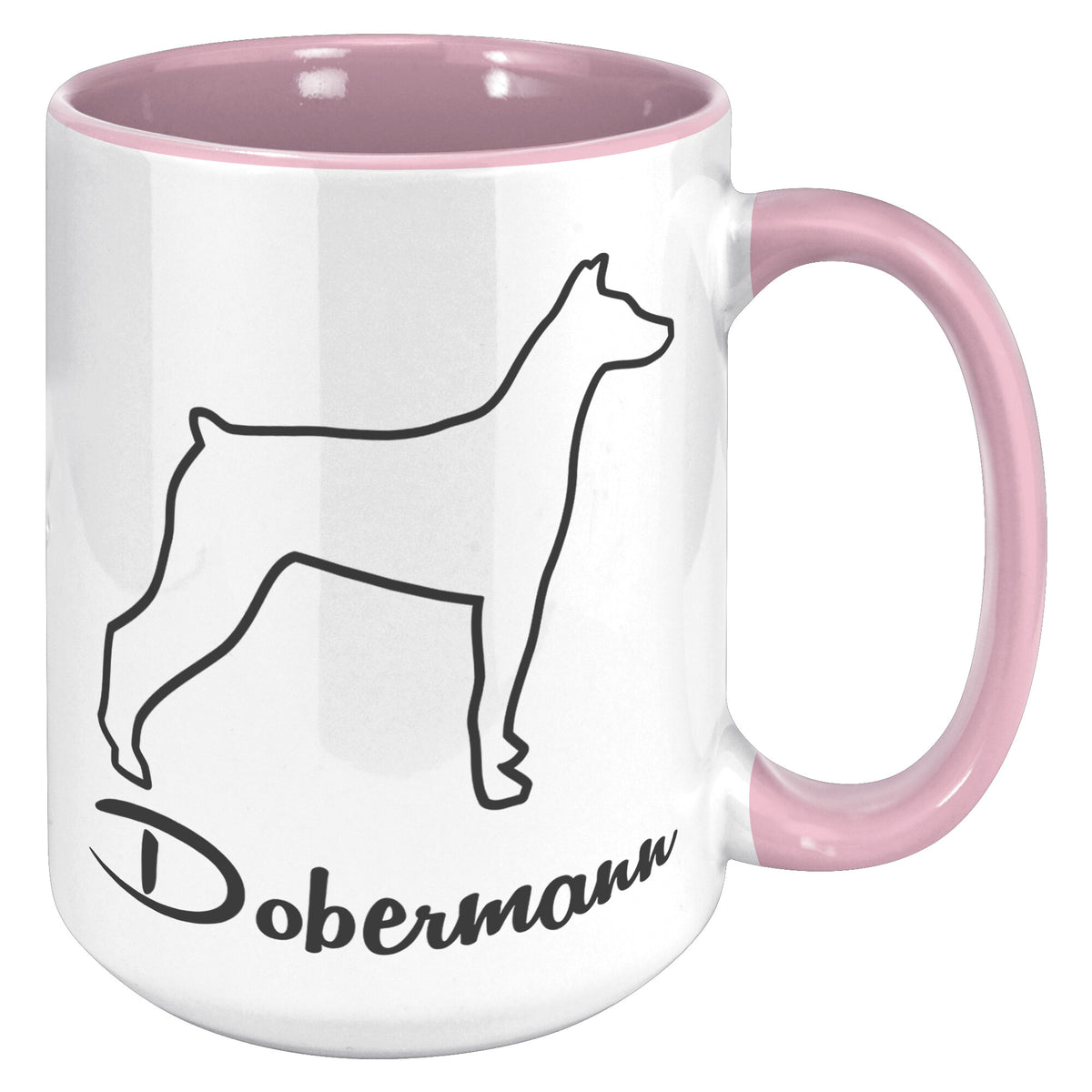 Dobermann Dog Outlined Silhouette 15oz Accent Mug