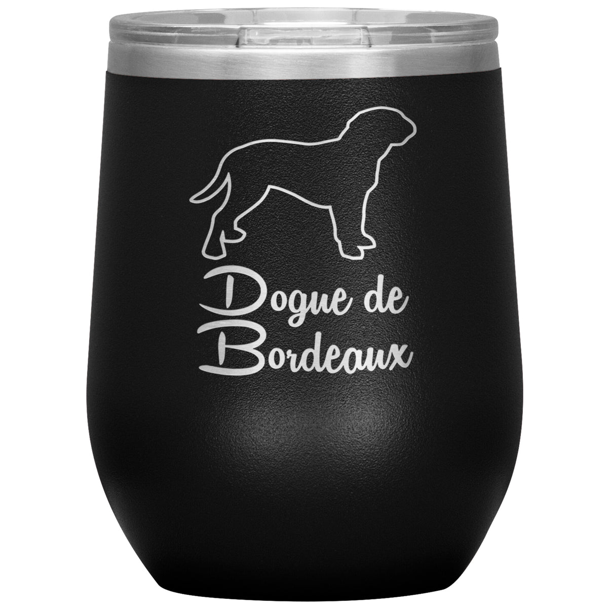 Dogue de Bordeaux Dog Outlined Silhouette 12oz Wine Insulated Tumbler