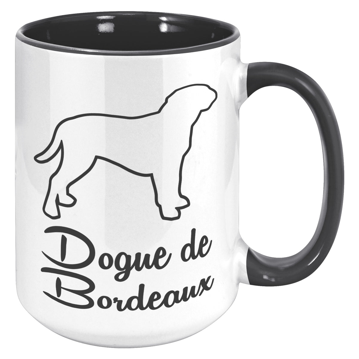 Dogue de Bordeaux Dog Outlined Silhouette 15oz Accent Mug