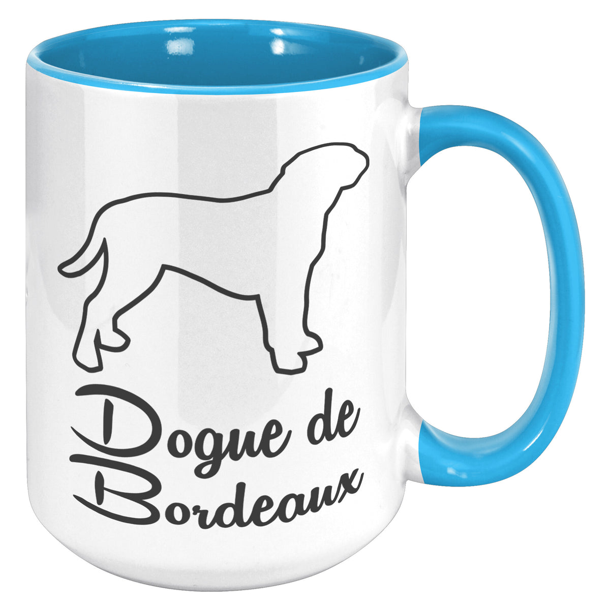 Dogue de Bordeaux Dog Outlined Silhouette 15oz Accent Mug