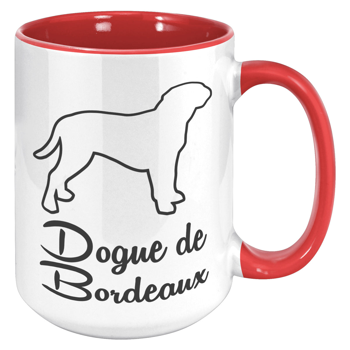 Dogue de Bordeaux Dog Outlined Silhouette 15oz Accent Mug