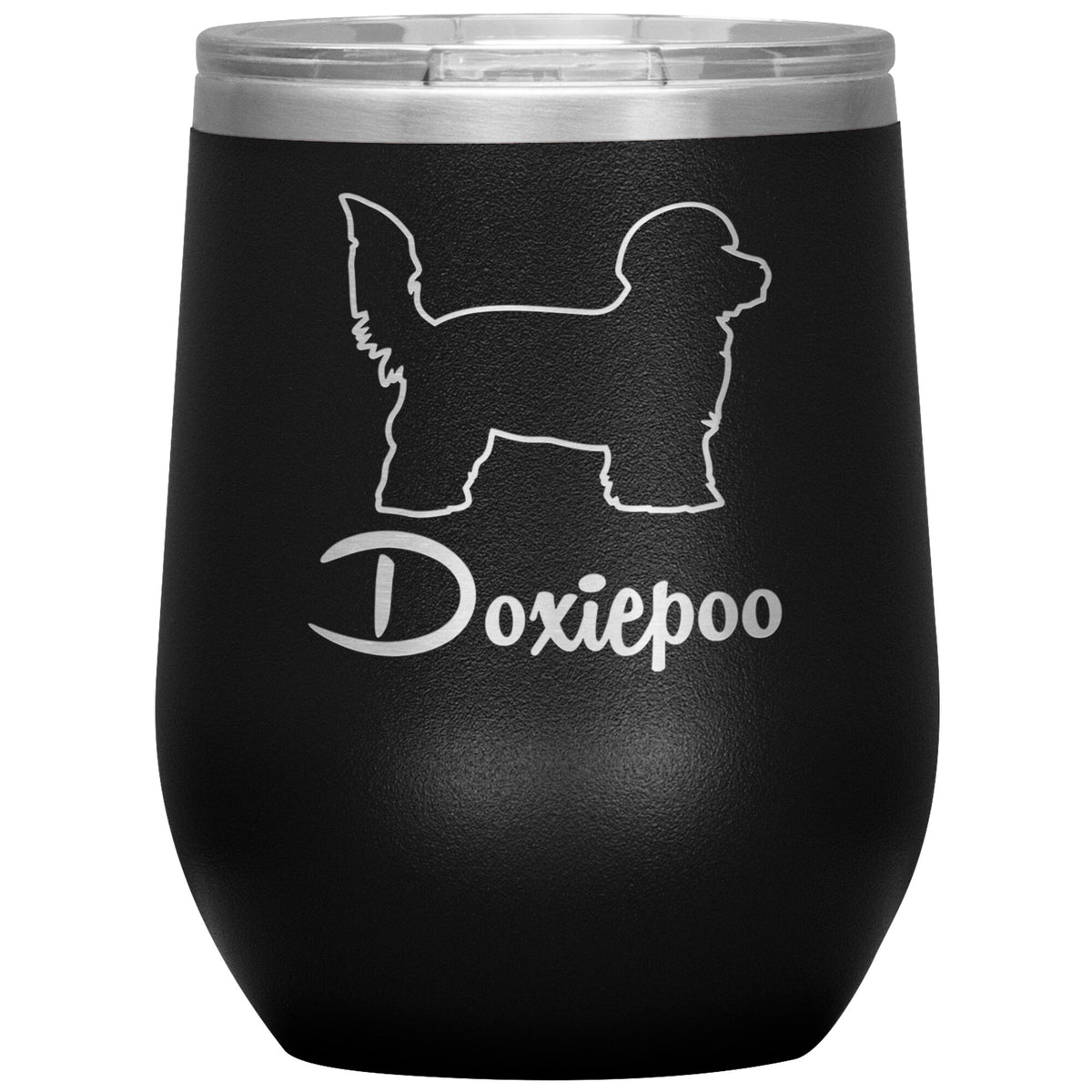 Doxiepoo Dog Outlined Silhouette 12oz Wine Insulated Tumbler