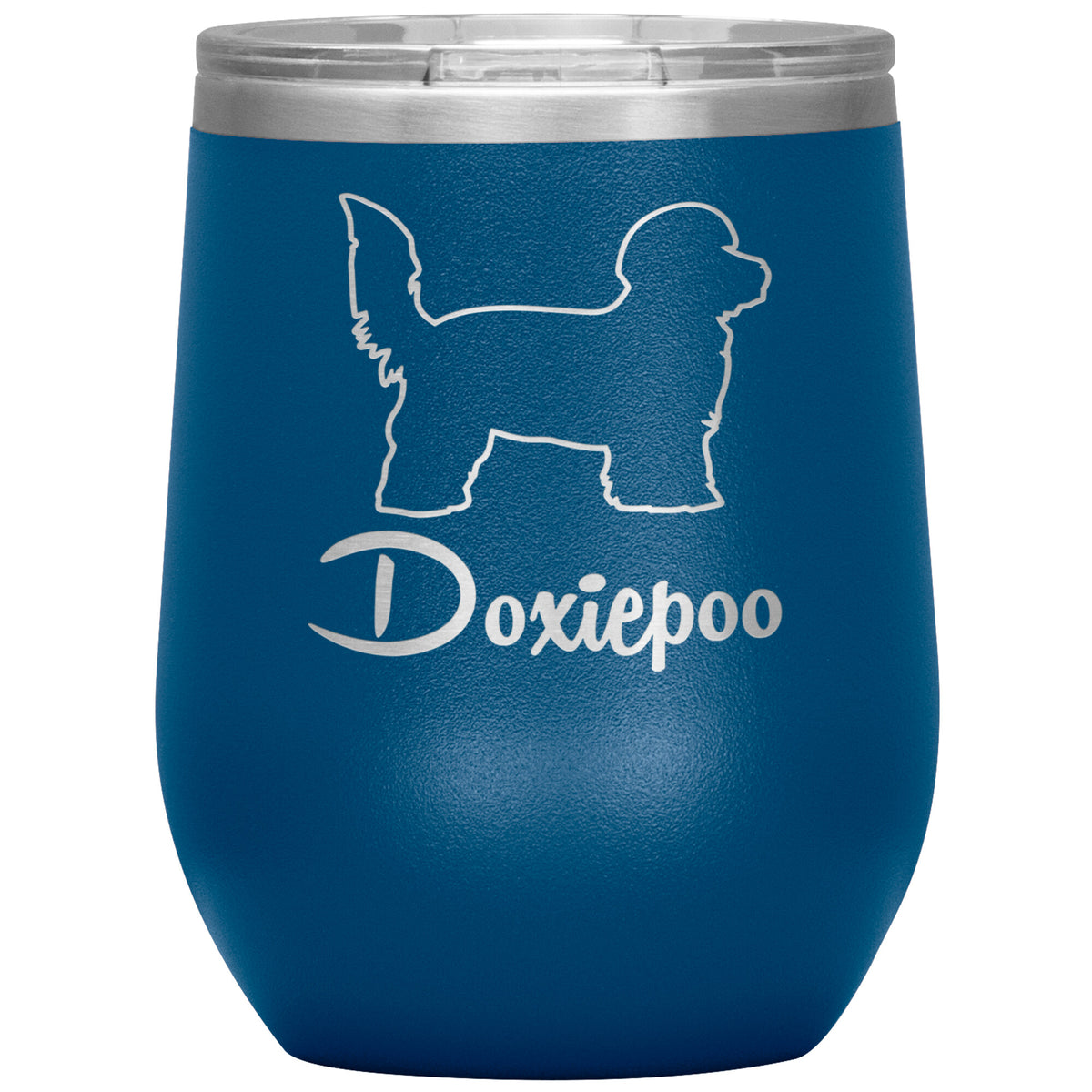 Doxiepoo Dog Outlined Silhouette 12oz Wine Insulated Tumbler