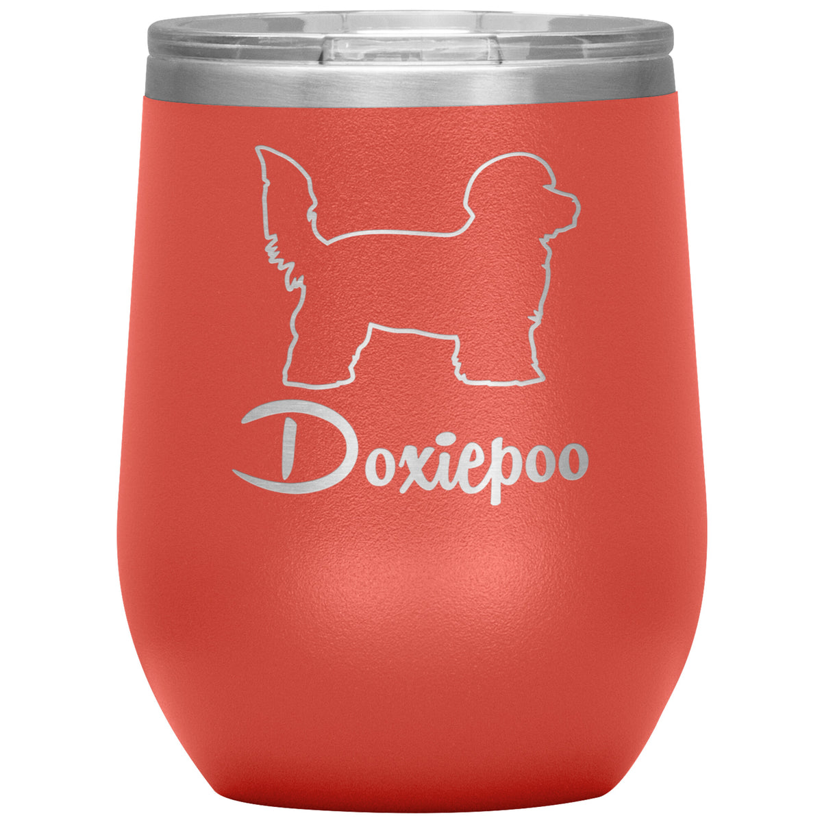 Doxiepoo Dog Outlined Silhouette 12oz Wine Insulated Tumbler