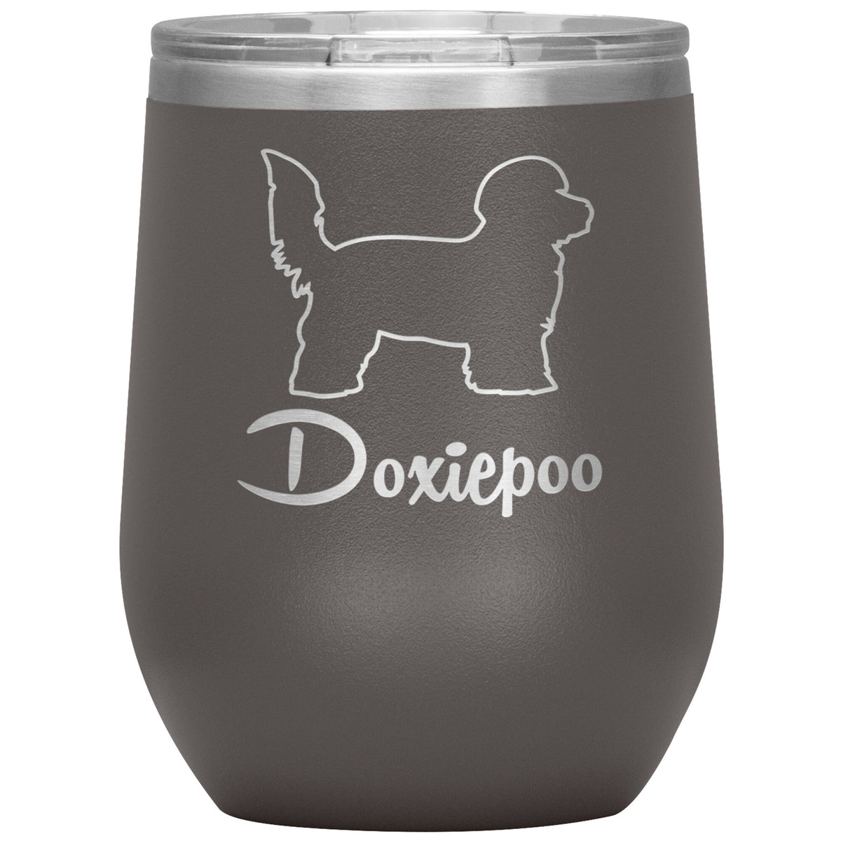 Doxiepoo Dog Outlined Silhouette 12oz Wine Insulated Tumbler
