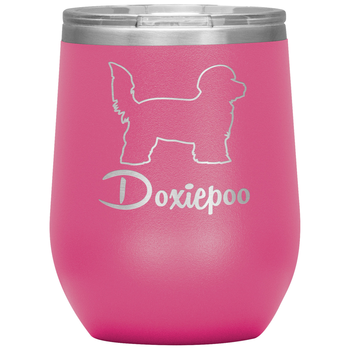 Doxiepoo Dog Outlined Silhouette 12oz Wine Insulated Tumbler