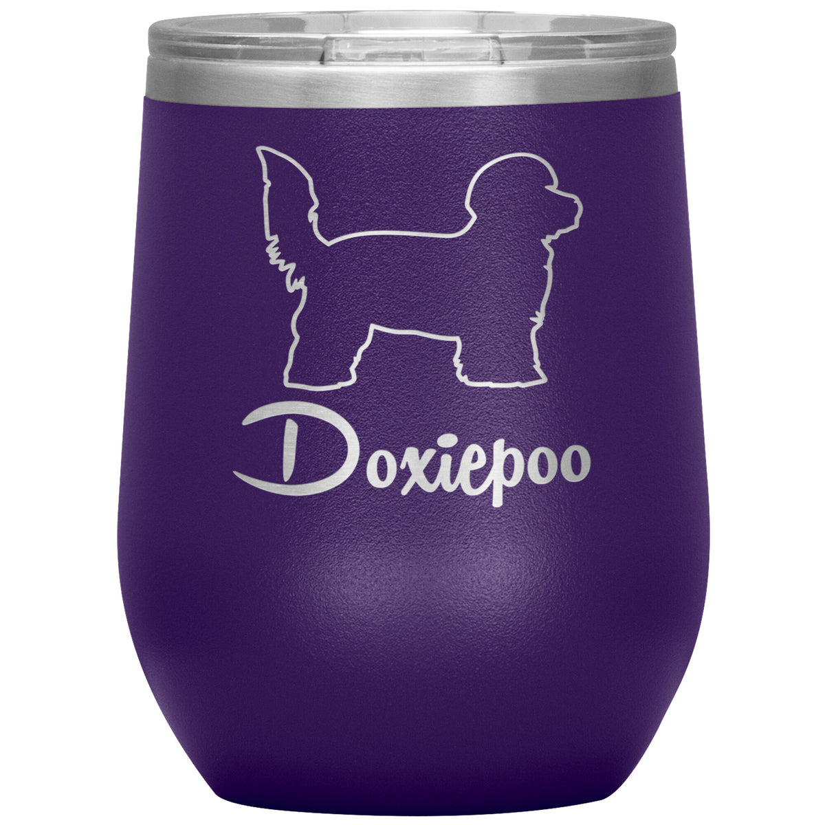 Doxiepoo Dog Outlined Silhouette 12oz Wine Insulated Tumbler