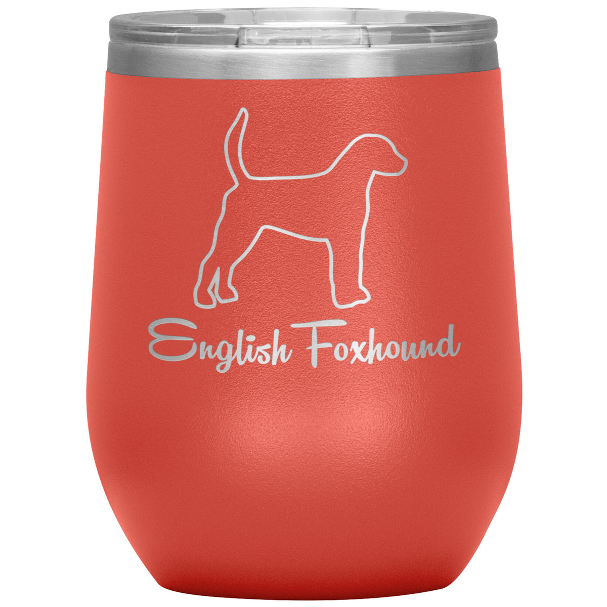 English Foxhound Dog Outlined Silhouette 12oz Wine Insulated Tumbler