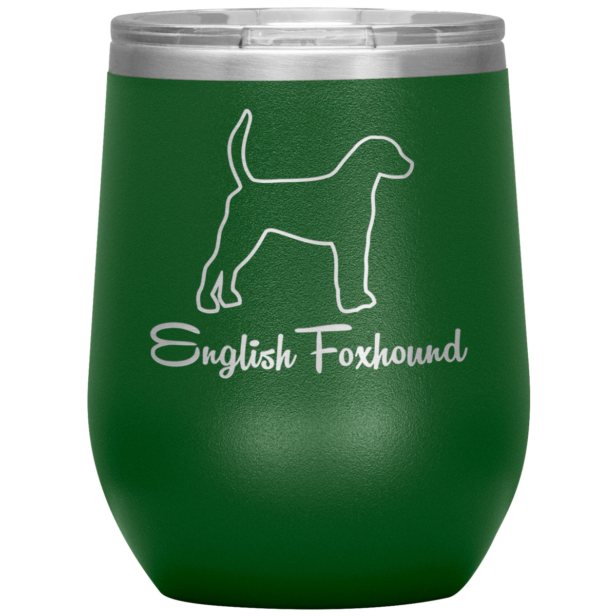 English Foxhound Dog Outlined Silhouette 12oz Wine Insulated Tumbler