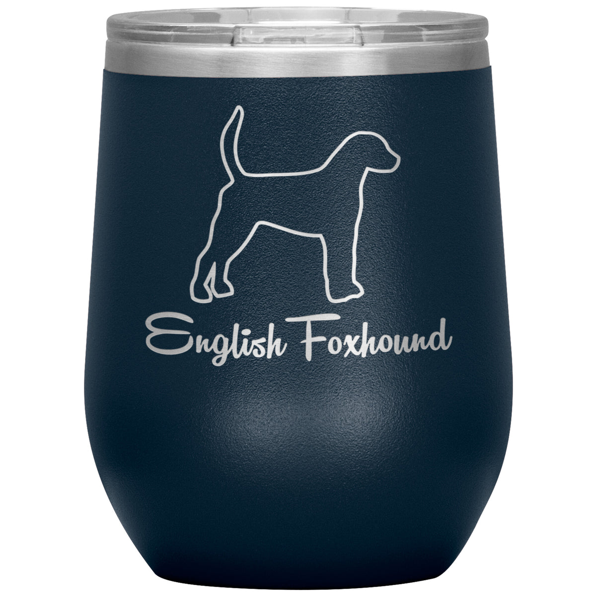 English Foxhound Dog Outlined Silhouette 12oz Wine Insulated Tumbler